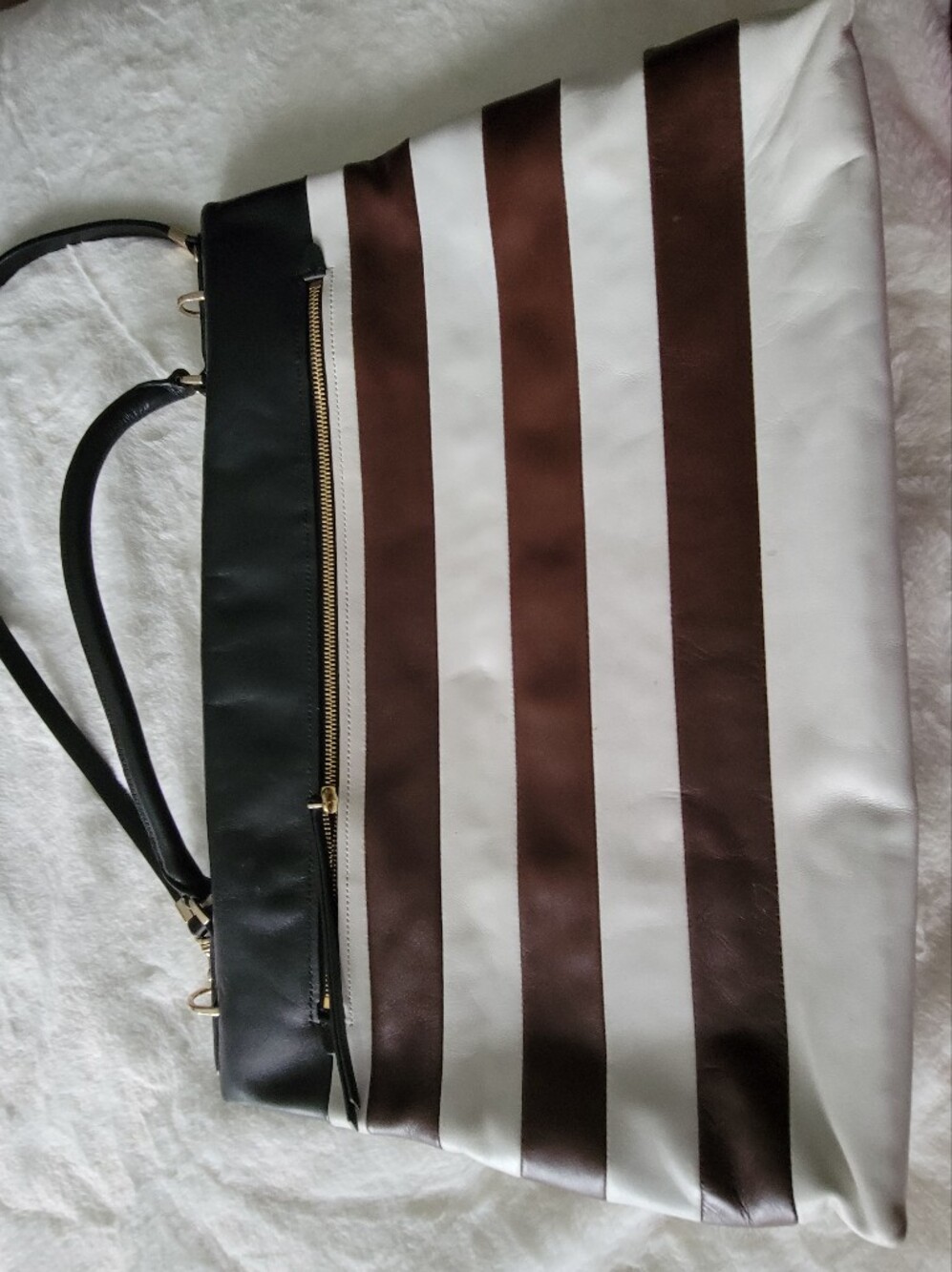 Coach Black, Brown and White Striped Tote